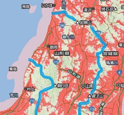 山形県のソフトバンクポケットWi-Fiのエリアマップ