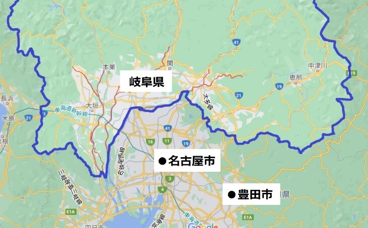 岐阜経済圏の地図