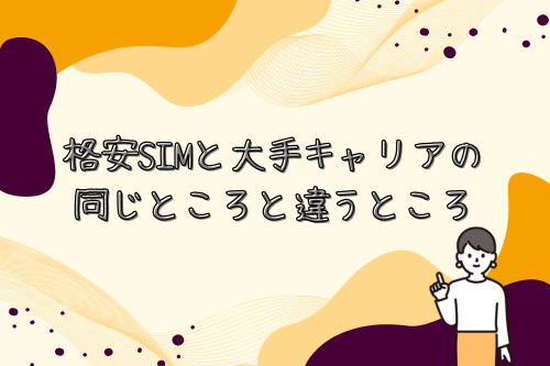 格安SIMと大手キャリアの同じところと違うところ